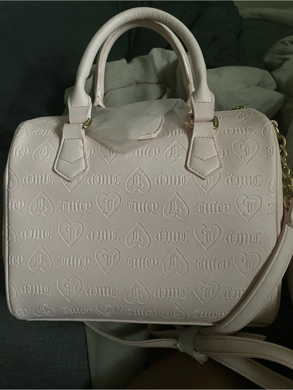 Juicy Couture Pale Pink Embossed Satchel with Gold Hardware